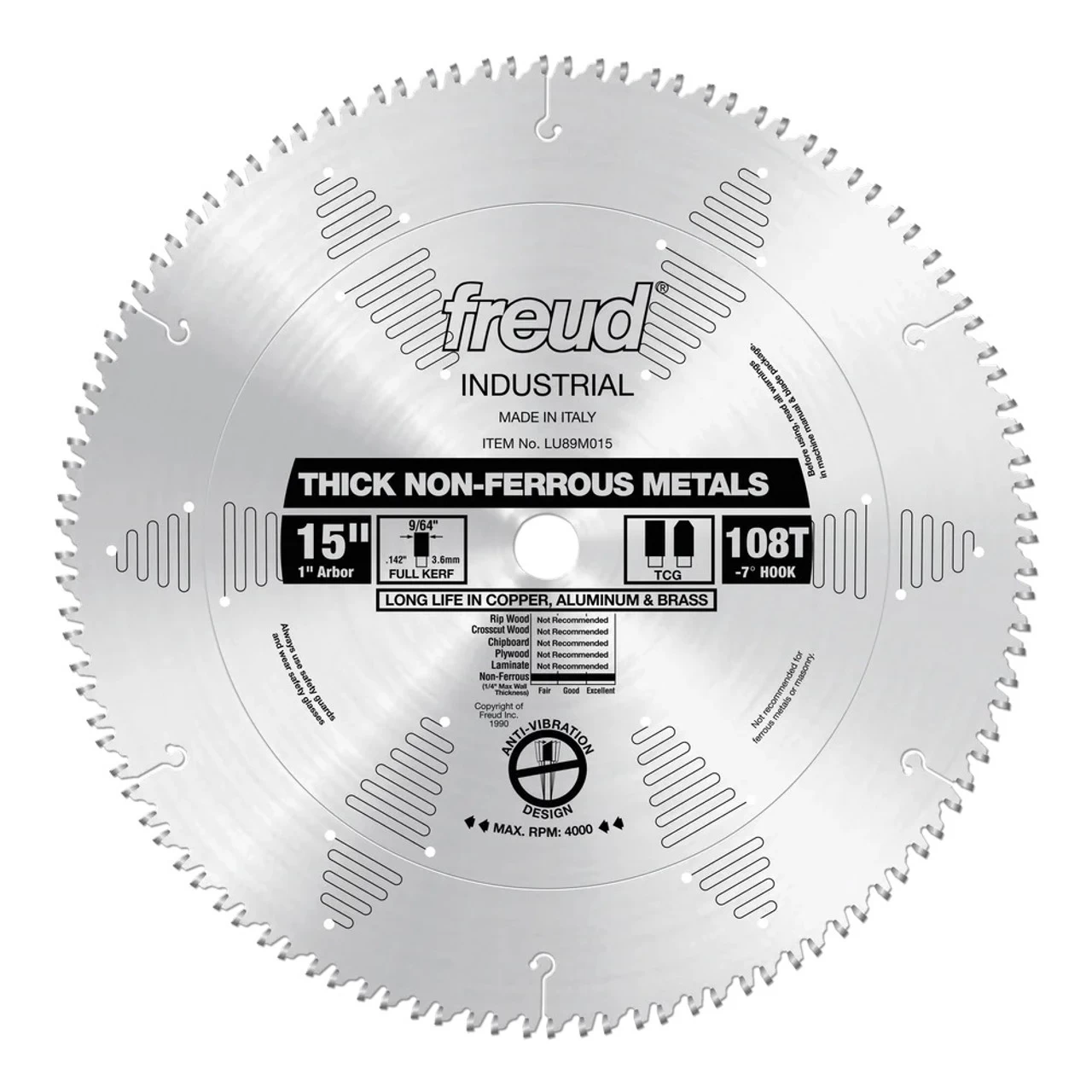 Freud LU89M015 15" Thick Stock Aluminum Metal Blade