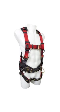 Dentec 16H12352WLFI Contractor Harness W/ 3 D-Ring & Tongue Buckle Leg Straps, Universal