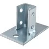 Post Base Single Channel 3-1/2" (6"x4") 2 Hole Rectangular Side Zinc Plated