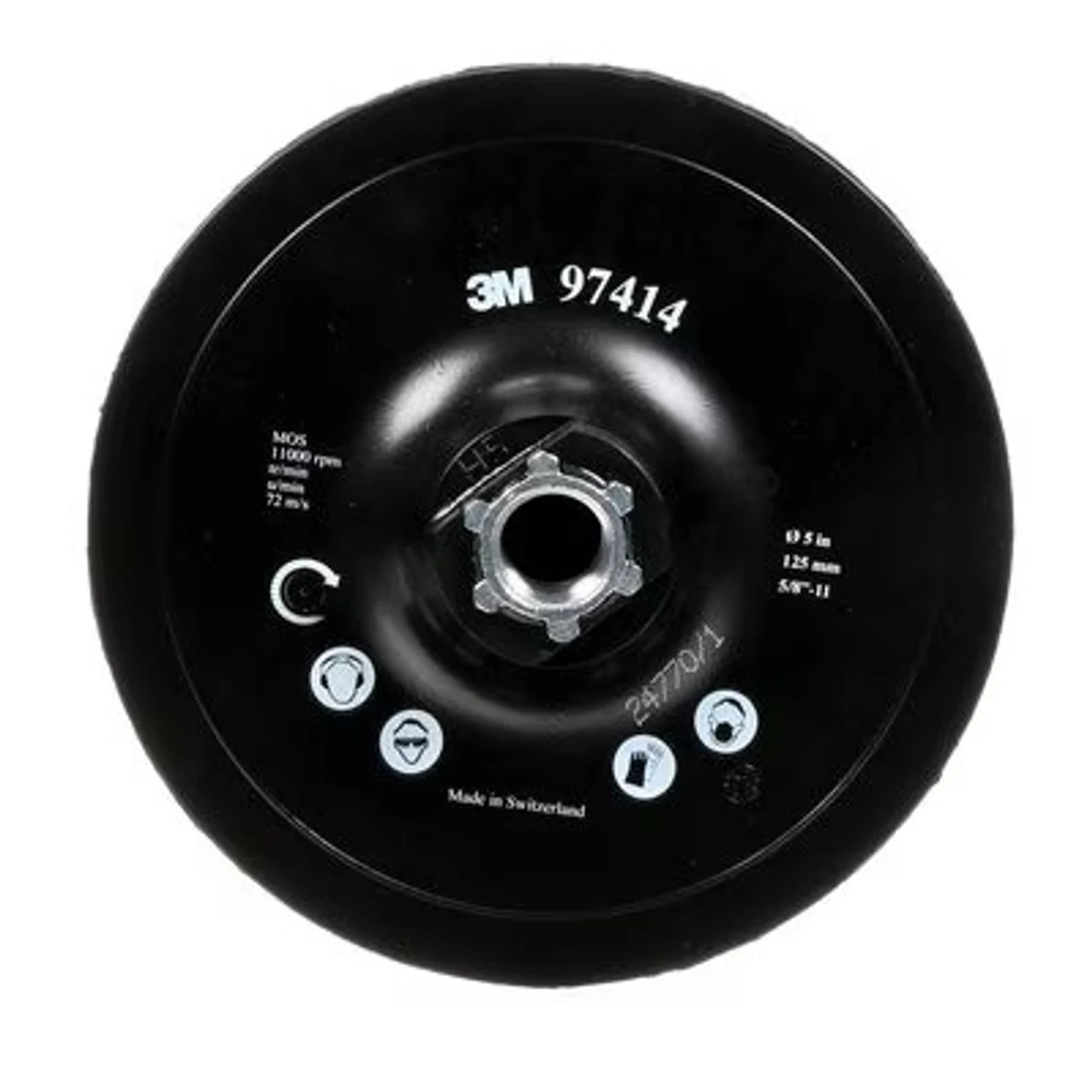 3M AB97414Hook And Loop Disc Pad Holder, 97414, Black