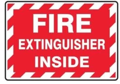 Accuform LFXG571XVE Fire Extinguisher Label: Fire Extinguisher Inside (Striped)