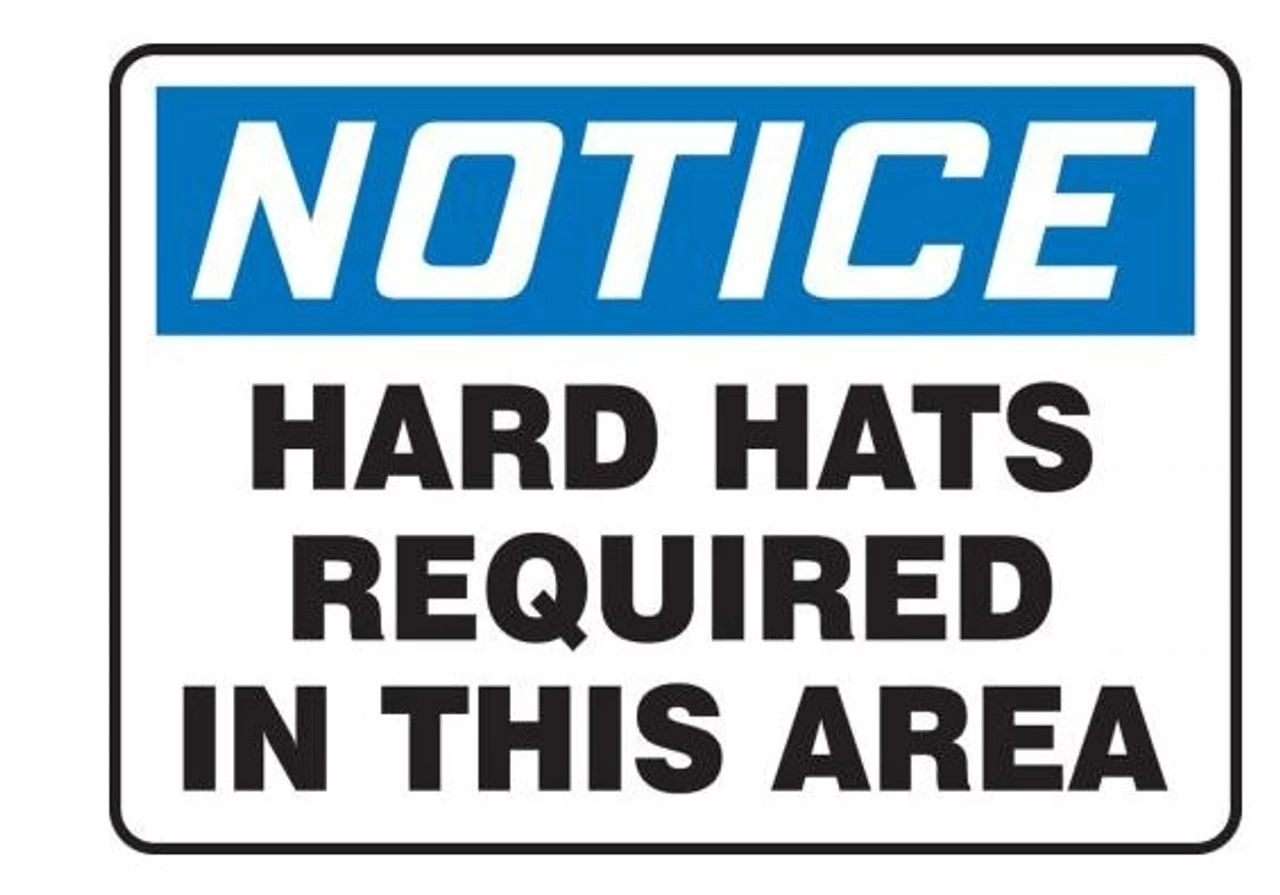 Accuform MPPE812VP OSHA Notice Sign: Hard Hats Required