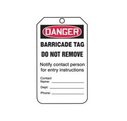 Accuform OSHA Danger Status Alert : Barricade Tag - 25 Pack