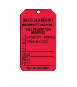 Accuform Scaffold Status Safety Tage : Scaffold Permit - Incomplete Scaffold