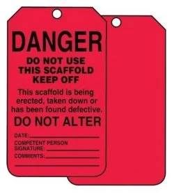 Accuform TSS101CTP Scaffold Status Safety Tag: Danger