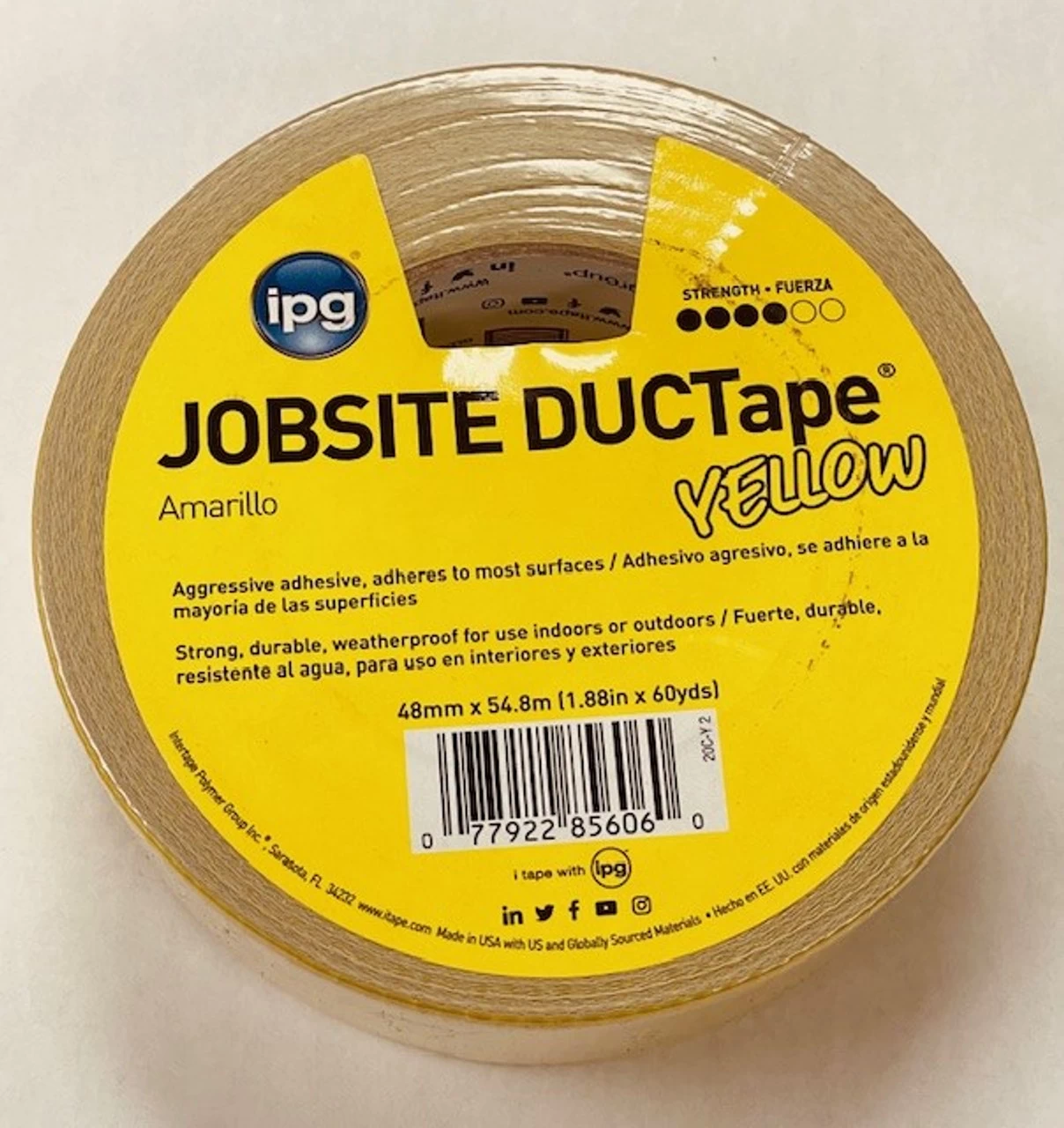 IPG 20C-Y2 Contractor Grade Utility Duct Tape Yellow, 48 Mm (2") X 55 M (180')