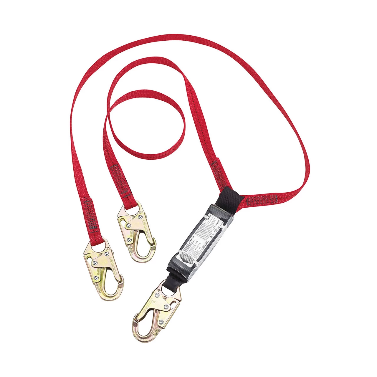 Dynamic Safety FP736111/6 Polyester Double-Leg Fixed Y-Lanyard With Energy Absorber And Three Snap Hook Connectors - 1"-6ft