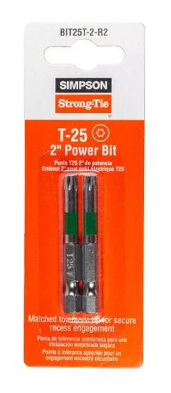 Simpson Strong-Tie BIT25T-2-R2 T25 X 2" Torx Power Drive Tip (2/Pack)