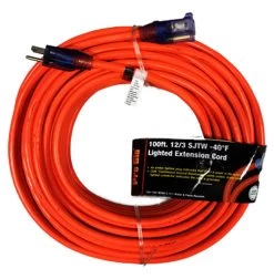 Century Wire D17442100 Pro Glo 12/3 100 Foot Extension Cord Orange Single-Ended