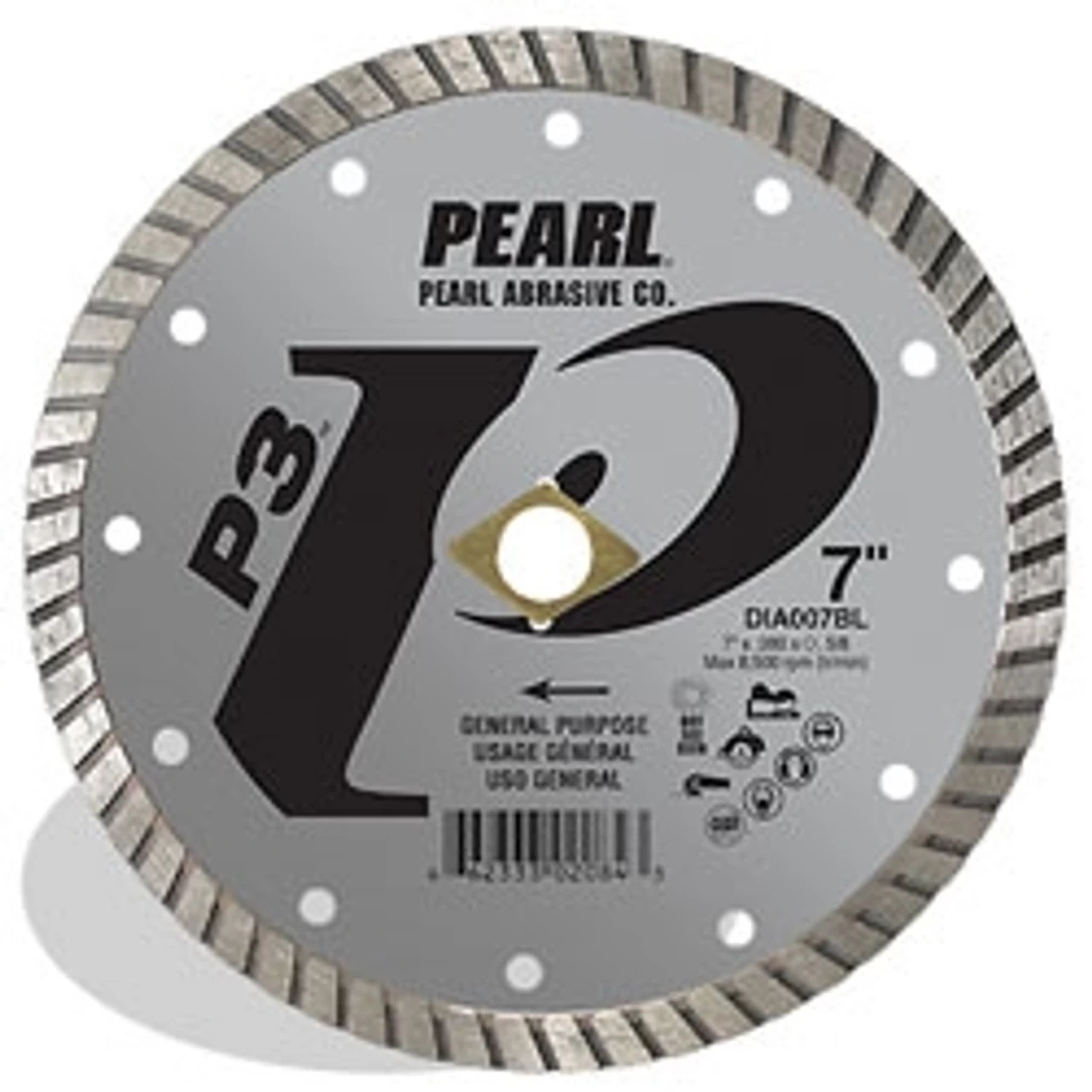 Pearl Abrasive DIA005BL 5 X .080 X 7/8, 5/8 Pearl P3 Gen. Purpose Flat Core Turbo Blade, 12mm Rim