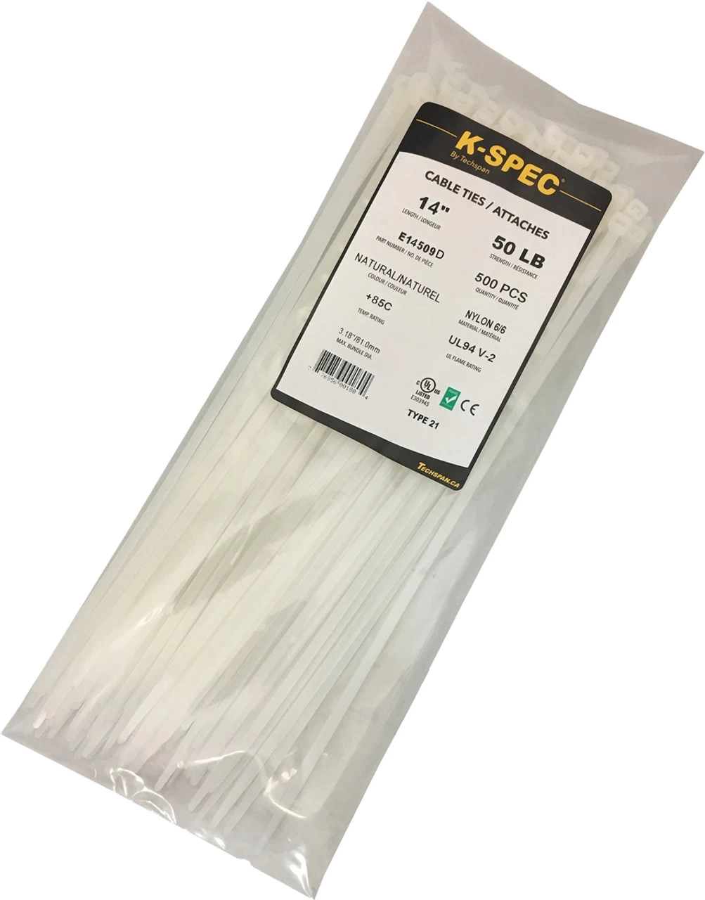 Techspan E14509D Natural Standard Cable Tie 14" - Image 2