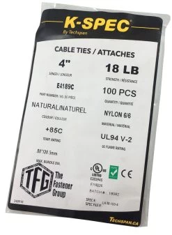 Techspan E4189C Natural Standard Cable Tie 4"