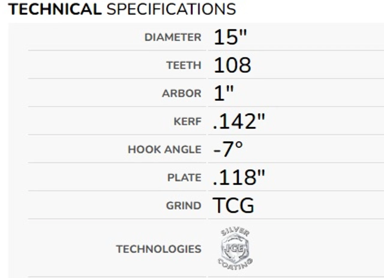 Freud LU89M015 15" Thick Stock Aluminum Metal Blade - Image 2