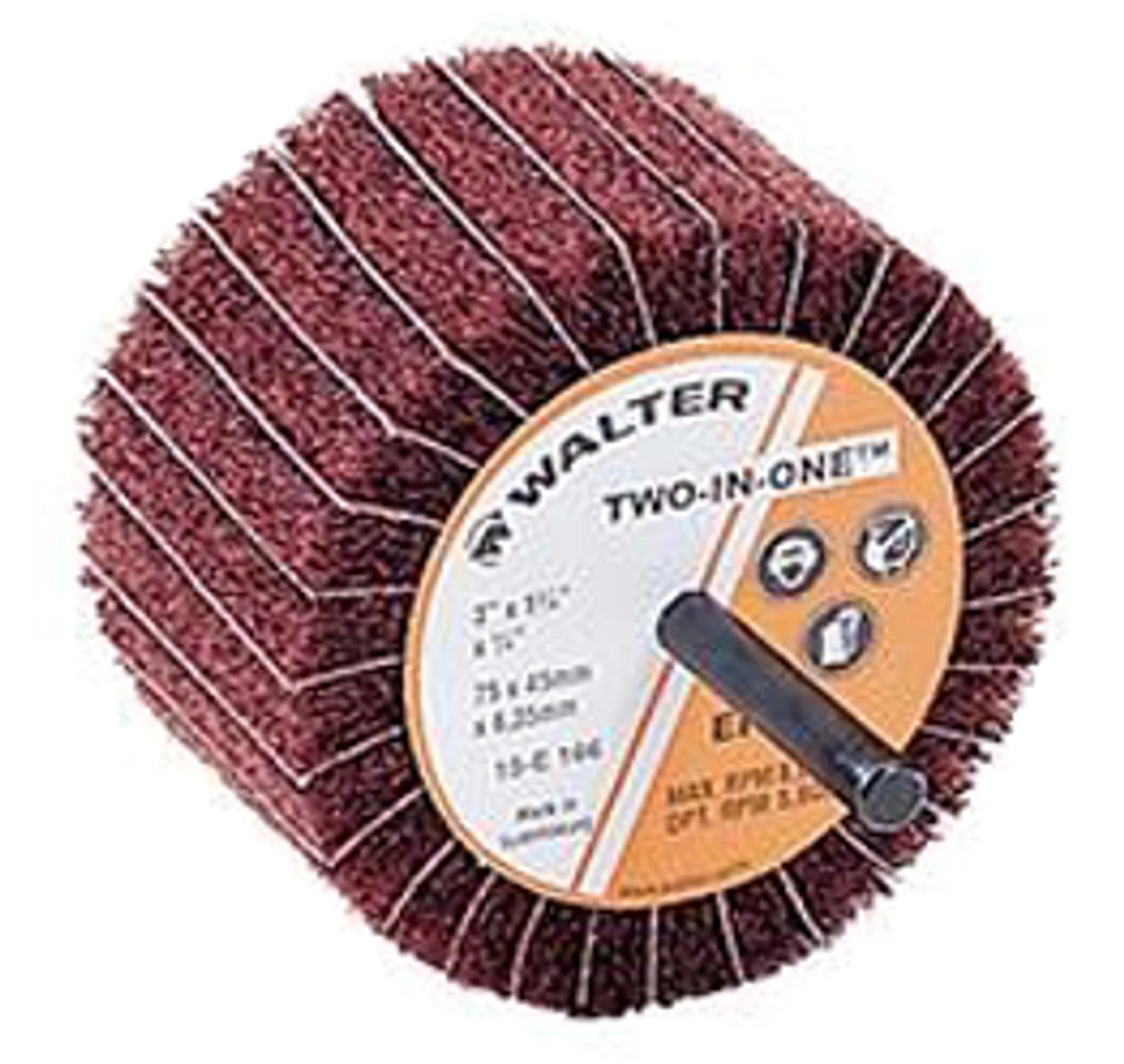 Walter 15-E 162 3" X 1-3/4" TWO-IN-ONE Flap Wheel - Medium Grit