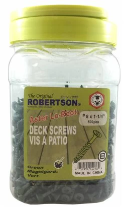 Robertson #8 X 1 1/4" Flat Head ACQ (Green) Deck Screws - Jug
