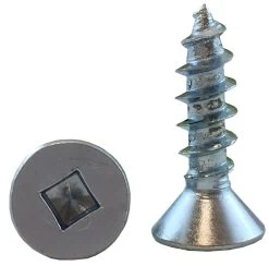 #4 X 1/2" Flat Head Square Drive Wood Screw - Zinc Plated