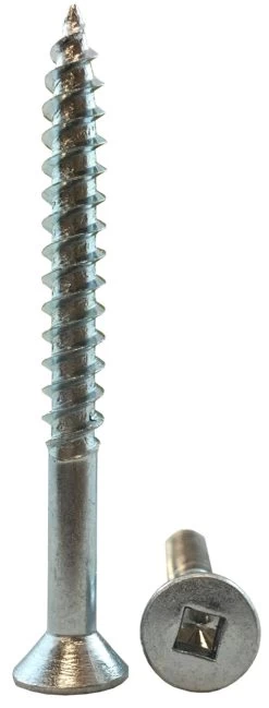 #8 X 2 1/4" Flat Head Square Drive Wood Screw - Zinc Plated